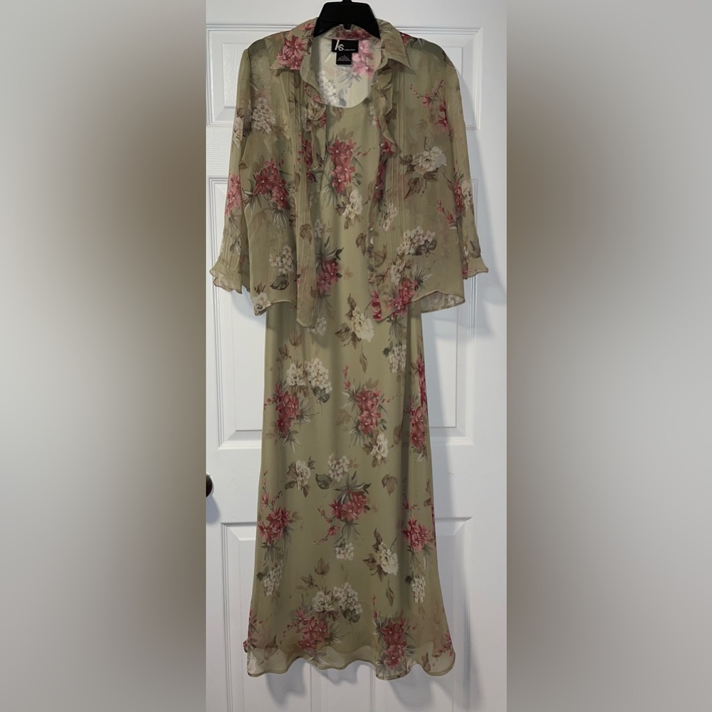 KS Collection Floral Dress Spring Dress Size 10 EUC Green